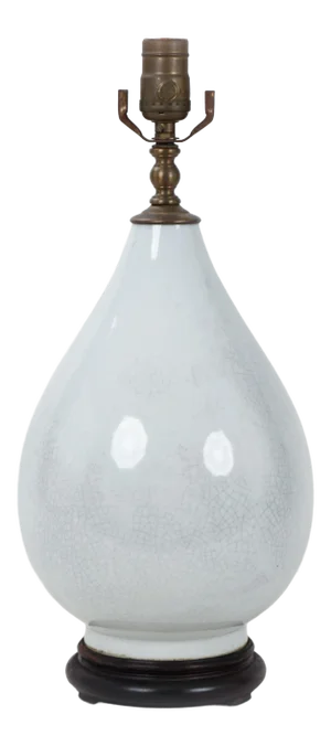 1980s Traditional Teardrop Blanc De Chine Porcelain White Crackle Vase