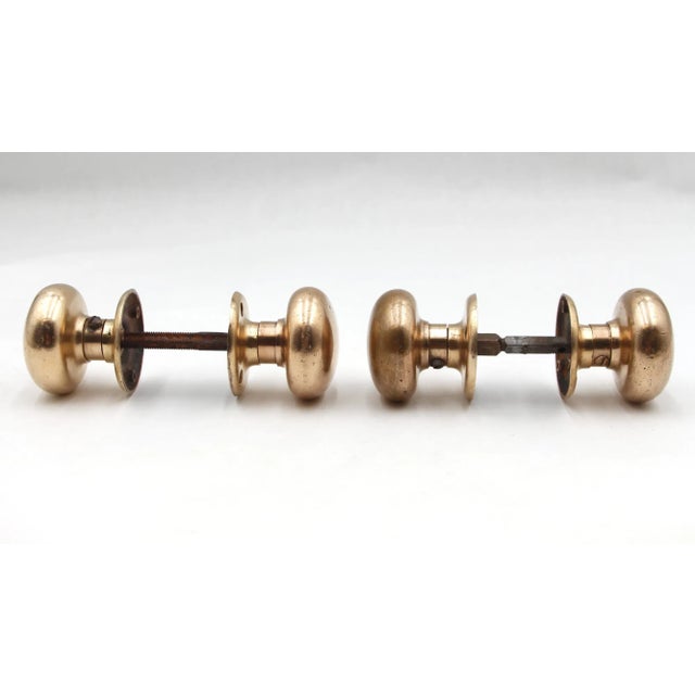 Traditional Two Sets of Classic Solid Brass Door Knobs With Rosettes For Sale - Image 3 of 5
