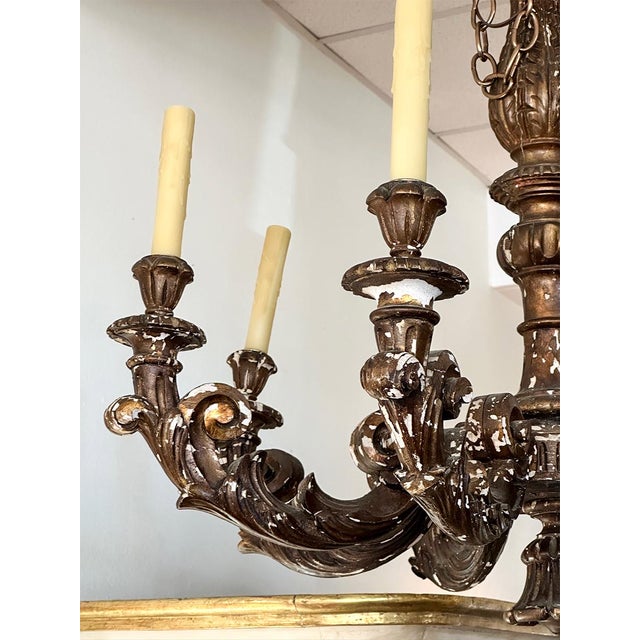 Traditional 8 Candle Wooden Chandelier, 19th Century For Sale - Image 3 of 3