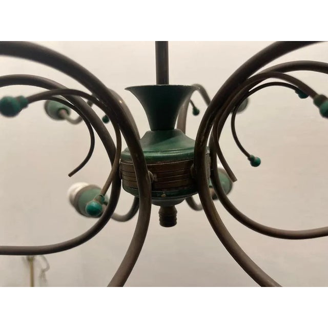 1950s Large Sputnik Bronze Green Chandelier, 1950s For Sale - Image 5 of 11