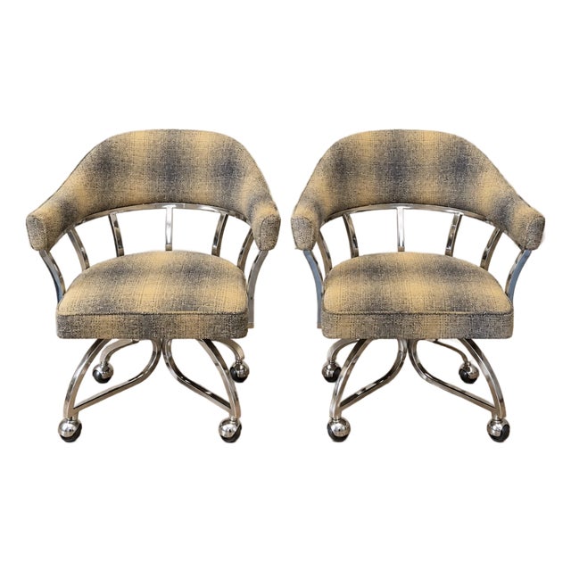 Pair of Vintage Swivel Chairs 1970's For Sale
