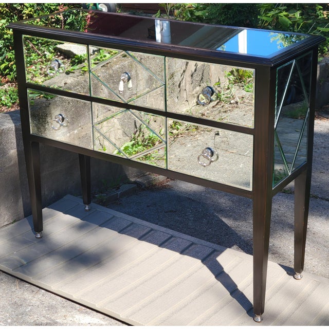1990s Maitland-Smith Hollywood Regency Mirrored 4-Drawer Console Table For Sale In Baltimore - Image 6 of 10