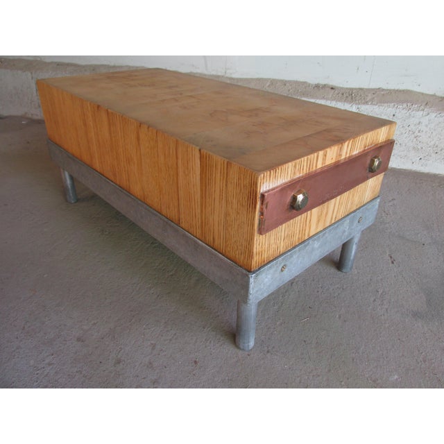 1940s Custom Made Heavy Duty Tabletop Butcher Block Cutting Board Dated 1941 For Sale - Image 5 of 10
