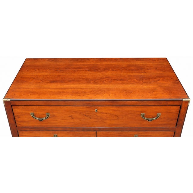1970s National Mt. Airy Campaign-Style Tall Chest With Brass Hardware For Sale - Image 10 of 14