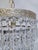 1960s Vintage Hollywood Regency loral Embossed Brass Tiered Waterfall "Wedding Cake" Crystal Chandelier For Sale - Image 5 of 8