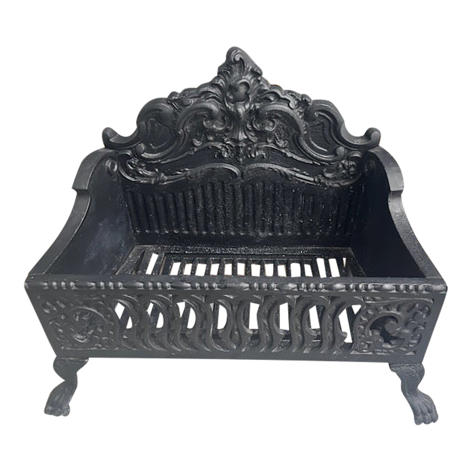 Antique Victorian Cast Iron Fireplace Log Coal Insert Basket Footed ...
