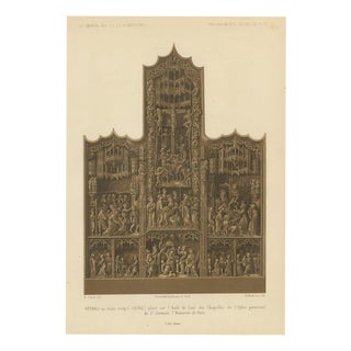 Ferdinand Séré, Carved Oak Altarpiece of 1500, Saint Germain Lauxerrois, Paris, 1851, Chromolithograph For Sale
