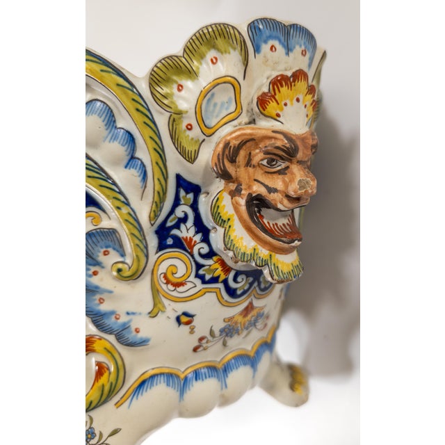 19th Century French Faience Polychrome Rouen Centerpiece Jardiniere For Sale - Image 11 of 11