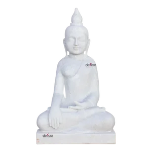 Tall Burmese Vayrasana Marble Buddha