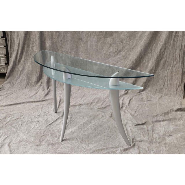 Italian Glass Console at Two Heights For Sale - Image 3 of 11