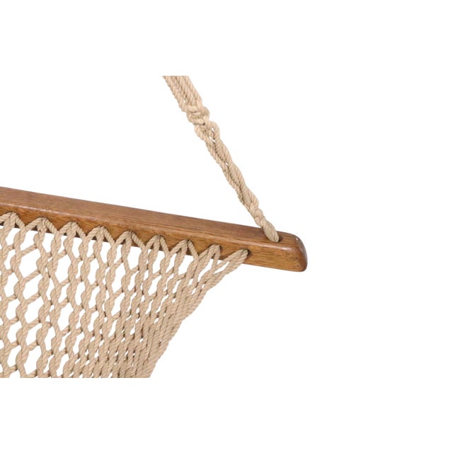 Brown Oak and Rope Hanging Chair by Twin Oaks Hammocks For Sale - Image 8 of 10