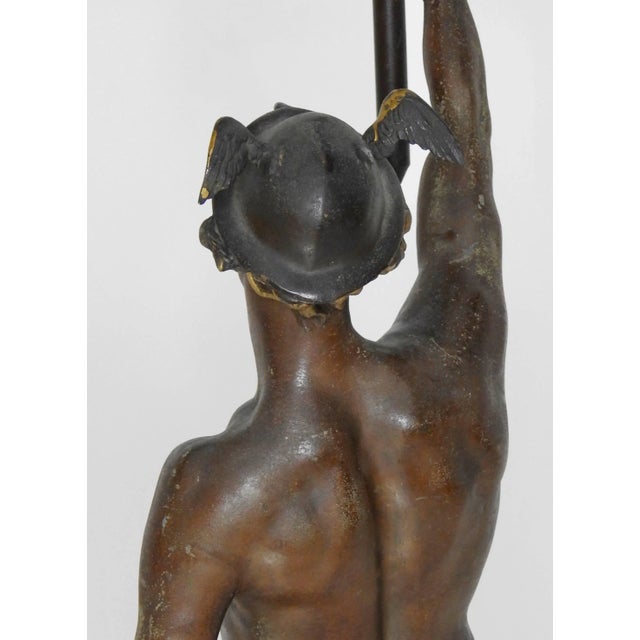 Late 19th Century Hermès Statue Lamp With Greek Key Glass Shade For Sale In Nashville - Image 6 of 10