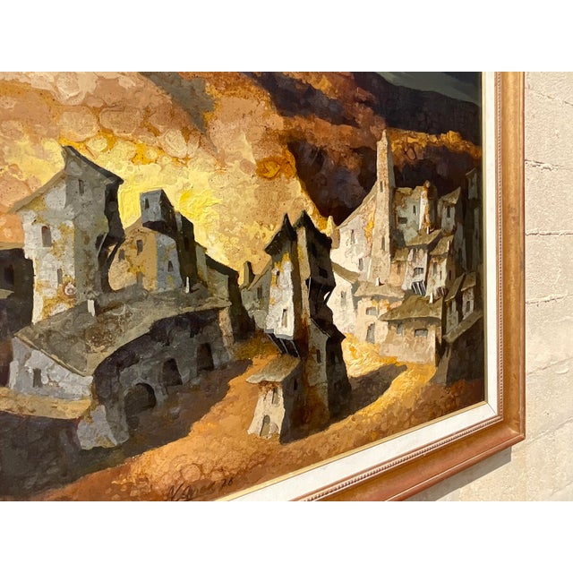 Vintage Boho 70s Original Abstract Oil Painting on Canvas Signed For Sale - Image 9 of 12