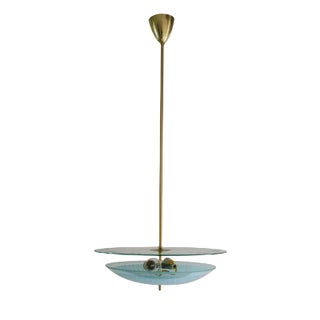 Italian Turquoise Double Disc Pendant Lamp, 1950s For Sale