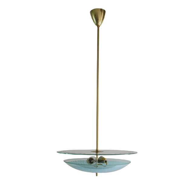 Italian Turquoise Double Disc Pendant Lamp, 1950s For Sale