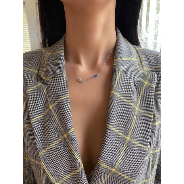 Blue Diamond Blue Agate Golf Club Birdie Jewelry 18 Karat White Gold Charm Pendant For Sale - Image 8 of 10