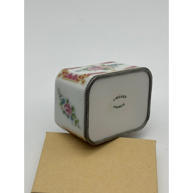 Early 20th Century Limoges France Antique Porcelain Inkwell, Hand Painted Floral For Sale - Image 5 of 18