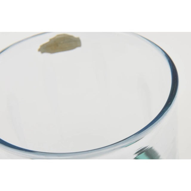 Turquoise Vintage Blenko Glass Blue, Green Clear Vase or Vessel With Applied Glass Teardrops 60's For Sale - Image 8 of 9