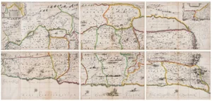 Large Map of the Holy Land and Twelve Tribes of Israel by Jansson, 1658, Set of 6