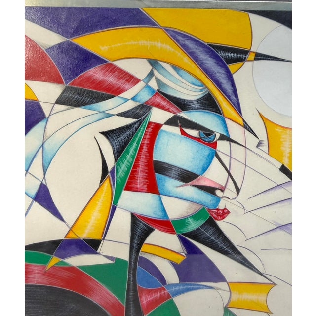 Original Juan Quevedo Pop Cubism Geometric Guitarist Music Mixed Media Painting For Sale - Image 4 of 18