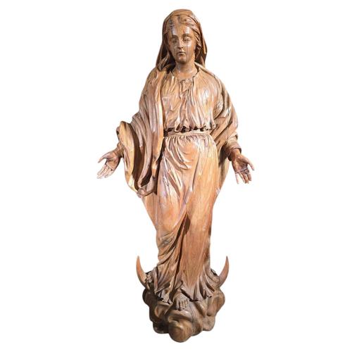 17th Century German Carved Fruitwood Virgin Mary, 1640 For Sale - Image 15 of 15