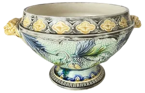 Majolica Bowl or Vide Poche, Belgium, 1900s