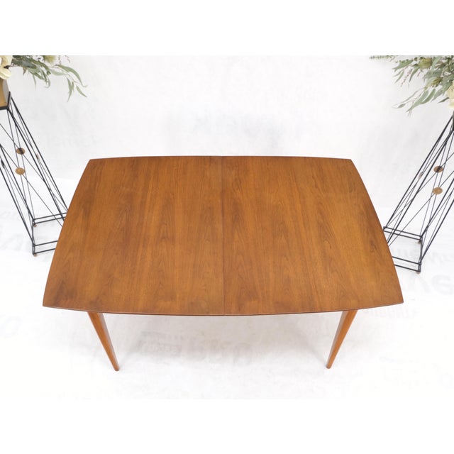 Light Walnut American Mid-Century Modern Boat Shape Dining Table 3 Leaves For Sale - Image 6 of 11