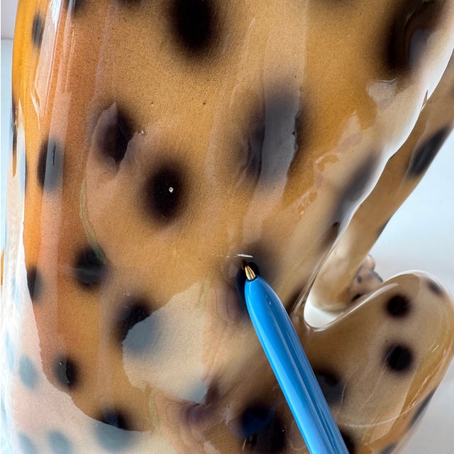 Vintage Large Italian Porcelain Cheetah Statue For Sale - Image 9 of 10