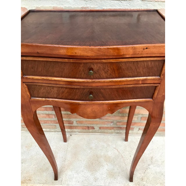 Brown 20th Century French Nightstands with Two-Drawer & Cabriole Legs, Set of 2 For Sale - Image 8 of 14