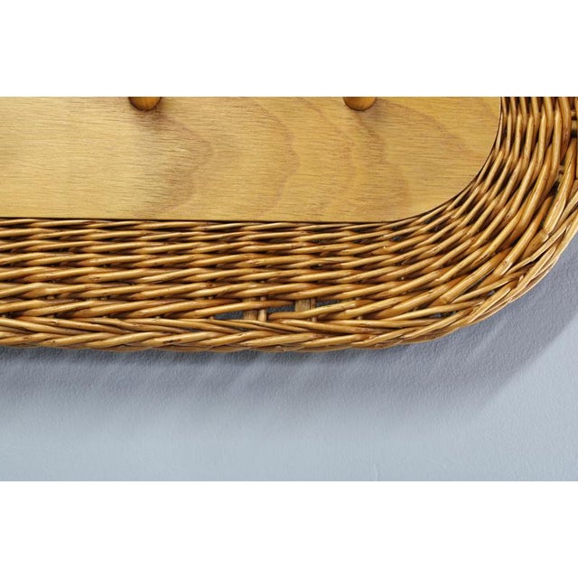Mid-Century Wall Coat Rack with Wicker Frame from ULUV, 1970s For Sale - Image 4 of 8