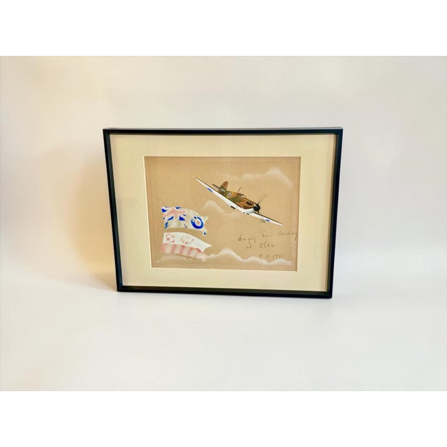 Olek, RAF Fighter Aircraft with Polish Dedication, 1941, Gouache & Watercolor on Paper For Sale - Image 9 of 11