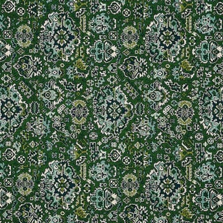 Schumacher Pallay Epingle Fabric in Emerald For Sale