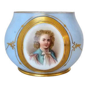 19th Century Victorian Blue Opaline Milk Glass Dresser Cachepot Table Bowl