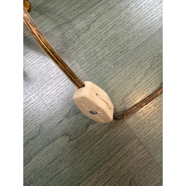 Brass Large Vintage Brass-Tone Aluminum Leaf Wall Sconce, Sculptural Botanical Wall Lamp, Mid-Century Style For Sale - Image 8 of 11