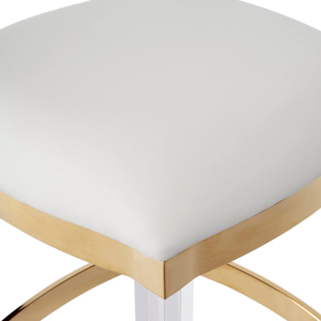 Spritely Home Accent Furniture Jordan Acrylic & Polished Brass 24" Counter Stool, White For Sale - Image 4 of 7