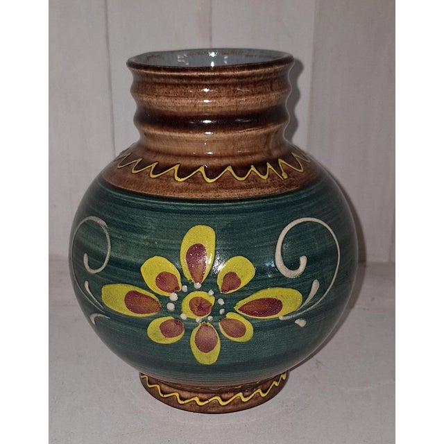 1980s Vintage Ceramic Vase with Floral Motif, 1980s For Sale - Image 5 of 5