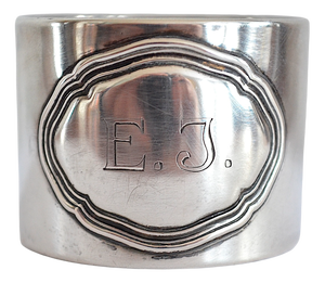 Antique 800 Silver Napkin Ring with Monogram, 1900s