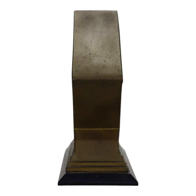 Gemstone Antique Art Deco Bronze Boudoir Diamond Form Dresser Clock C1930 For Sale - Image 7 of 7