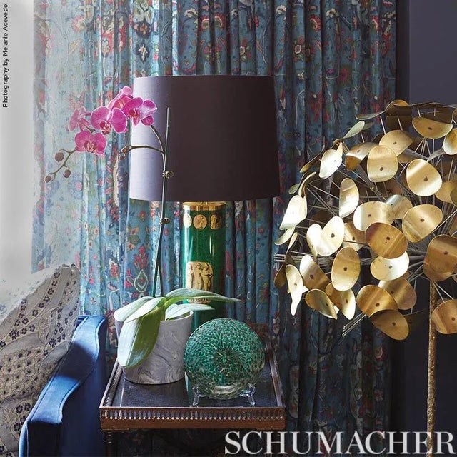 Boho Chic Sample- Schumacher Jahanara Carpet Fabric in Peacock For Sale - Image 3 of 3