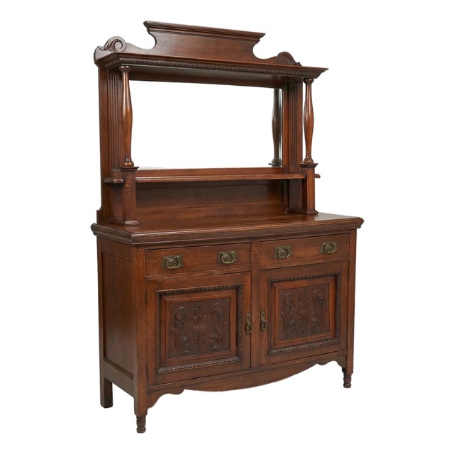 Antique Oak Sideboard with Mirror Back (Buffet Cabinet) For Sale