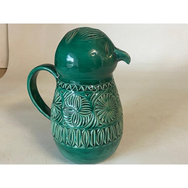 English Majolica Green Bird Jug, 1960 For Sale - Image 3 of 14