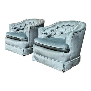 Mid-Century Blue Club Chairs - a Pair For Sale