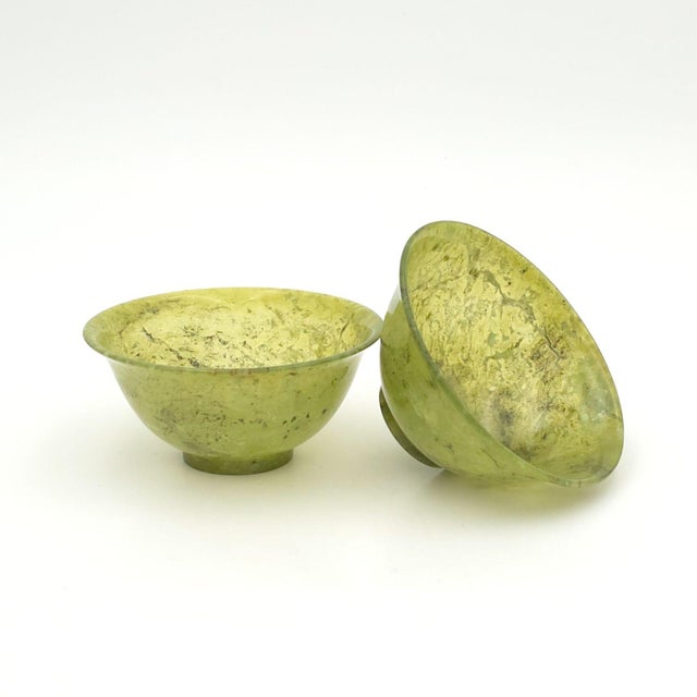 Pair of Green Hardstone Bowls, Republic Period China For Sale - Image 4 of 6