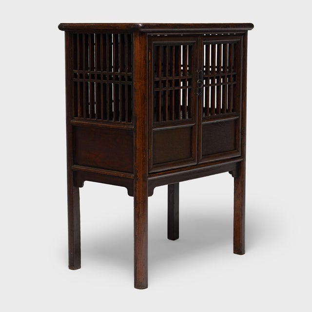 Chinese Antique Chinese Lattice Catbox Cabinet, 19th Century For Sale - Image 3 of 6