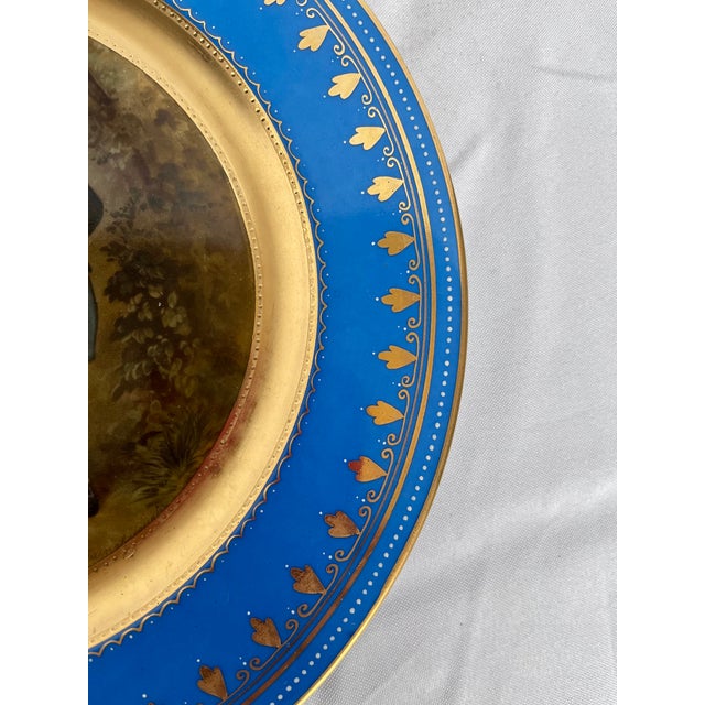 Ceramic 19th Century Royal Vienna Style "The Morning Walk" Cobalt and Gold Gilt 10.5" Cabinet Plate For Sale - Image 7 of 8