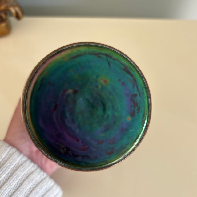 Vintage Bohemian Art Glass Vase With Copper Overlay For Sale In Jacksonville, FL - Image 6 of 9