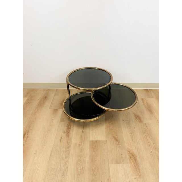 Mid-Century Modern Milo Baughman Style Tubular Chrome Swivel Coffee Table Smokey Glass MCM For Sale - Image 3 of 13