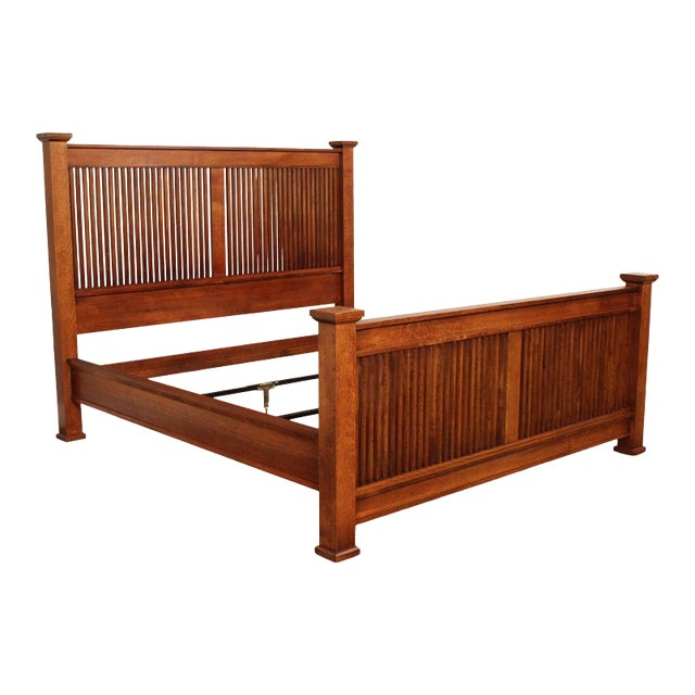 Stickley Mission Collection King Size Oak Prairie Bed For Sale