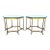 Vintage Labarge Side Tables Brass Glass Hoof Footed Octagonal Pair For Sale