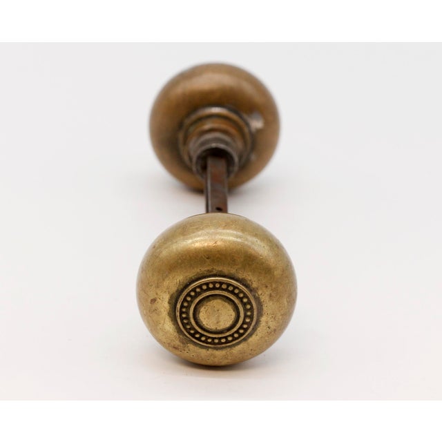 Mid 20th Century Vintage Colonial Bronze Beaded Concentric Door Knobs For Sale - Image 5 of 5